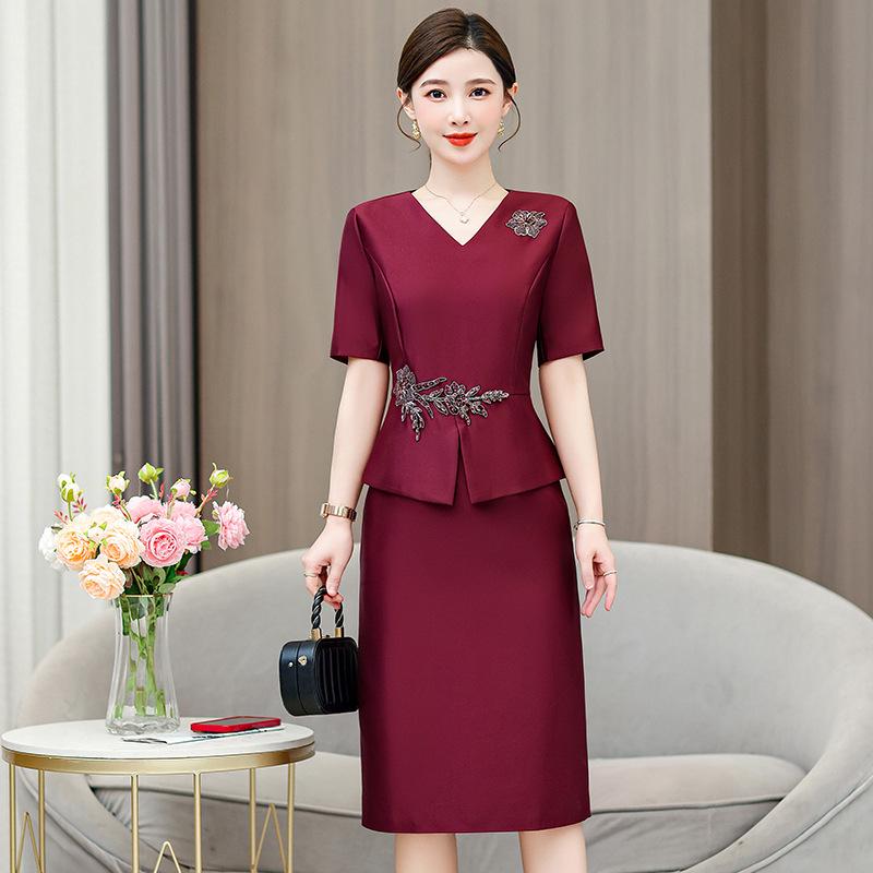 

Элегантное красное вечернее платье - 2024 лето стильный наряд для свекрови на свадебный банкет L красный