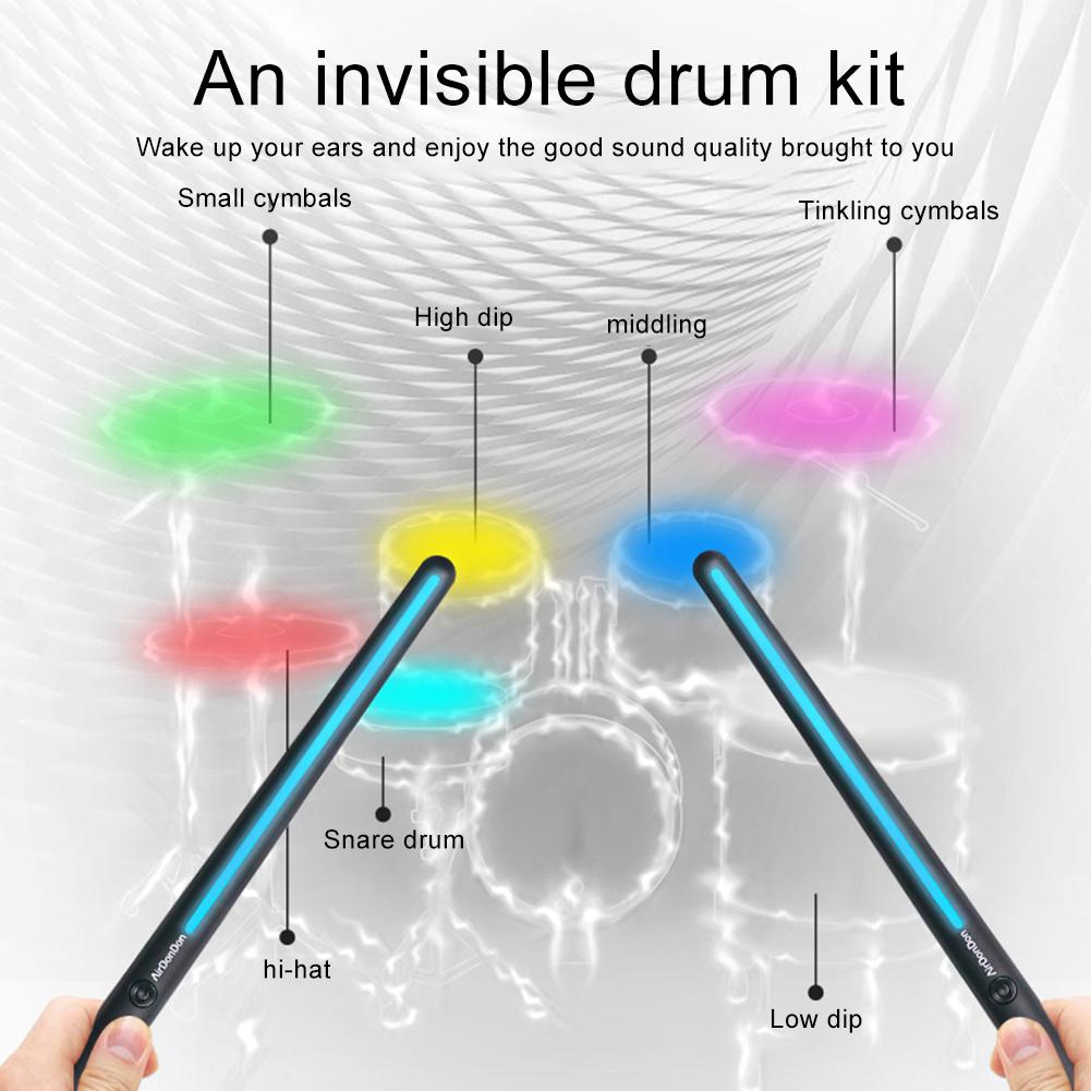 Professional Portable Air Drum Set Air Drum Foot Sensor Realistic Effect Virtual Drum Sticks Electronic Drum Set for Beginners
