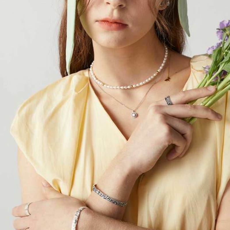 Ollia Daisy 925 Silver Bangle Bracelet