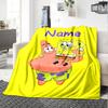 Custom Name Spongebob Friends Flannel Blanket for Super Soft Cute Comfort Blanket for Travel Bedding Couch Sofa Blanket