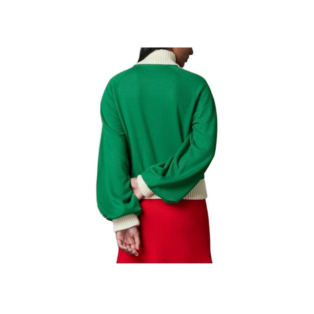 Adidas Originals Trefoil Embroidered Logo Stripe Color Block Zip-Up Sports Jacket Women Jacket Green IB2025