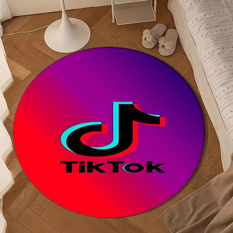 Tiktok Logo Design Round Mat, Anti-slip Circle Carpet Chair Rug For livingroom,Bedroom, Doormat Home Decor Gift Christmas Gifts