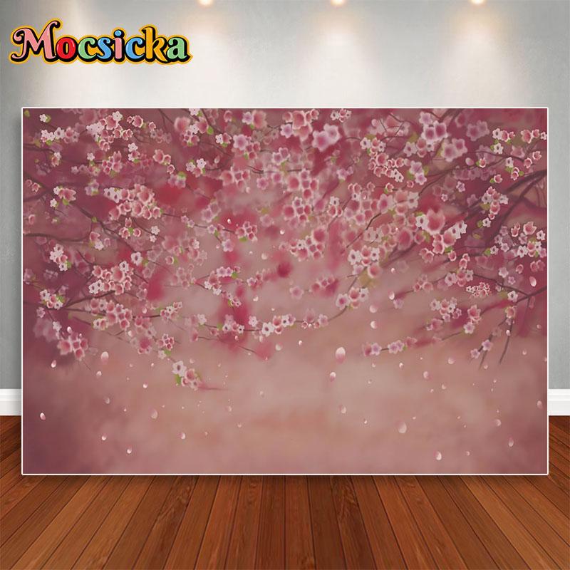 Mocsicka Baby Shower Photo Backdrops Ink Painting Flowers Kids Newborn Portrait Graphy Backgrounds For Studio