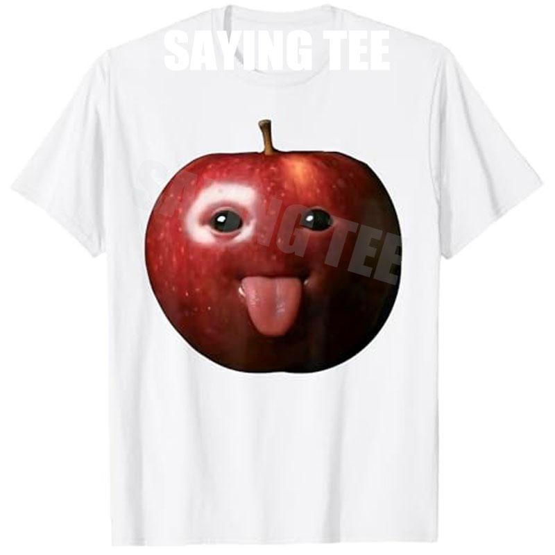 Lustiges albernes KI Apfel Gen Z Meme Gehirnfäule Humor Zunge raus T-Shirt Obstliebhaber Y2k Kunst Ästhetik Oberteile Sigma Apfel Rizz Spruch T-Shirt