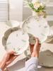 6/8.5inch Flower Ceramic Dinner Plate Kitchen Relief Frosted Plate For Pasta, Bread, Dessert Restaurant Tableware Service Dish