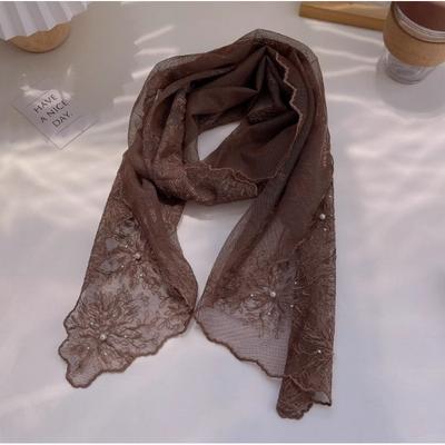 Elegant Literarisch Retro Dirty Dye Trendy Spitze Seidenschal Damen Vielseitiger Dekorativer Kragen Sonnenschutz Schal Frühling Sommer Dünn