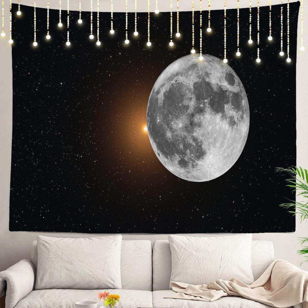 Northern Lights Wall Tapestry,View Over A Lake Green Storm Cloud Sky Wall Hanging Large Tapestry Decoration Polyester Fiber