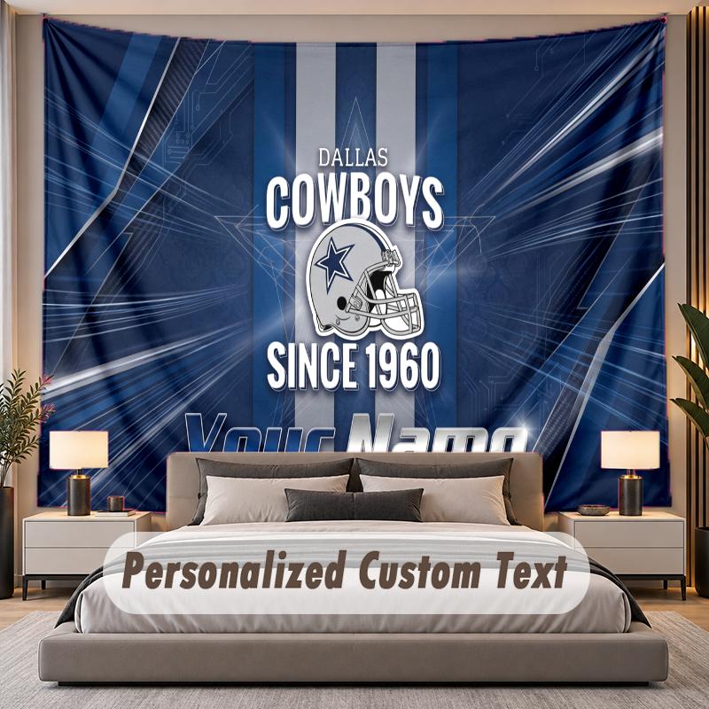 Custom Name Text Tapestry Dallas Cowboys Personalized Polyester Wall Tapestry For Bedroom And Room