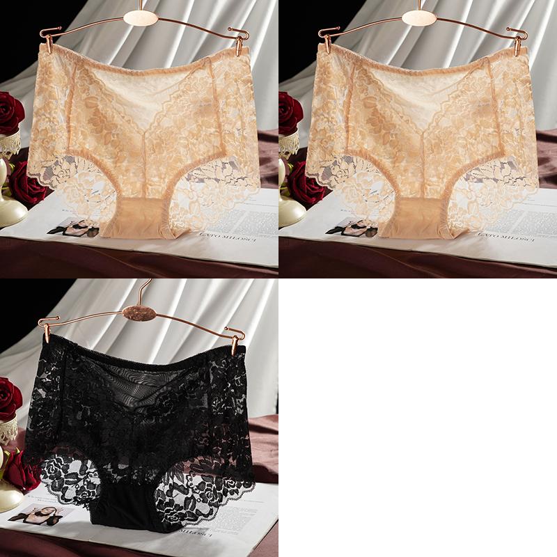 Women High Waist Briefs Lace Floral Panties Sexy Transparent Underwear Seamless Female Hollow Out Lingerie