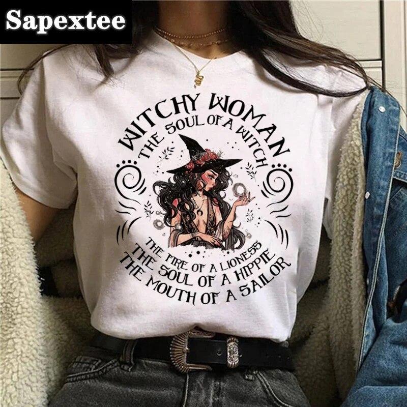 T-shirts Sweet Women Fashion Salem Print Aesthetic Clothes Graphic Unisex Tshirt Top Cartoon Lady Casual FeUnisex Tee Clothing Women