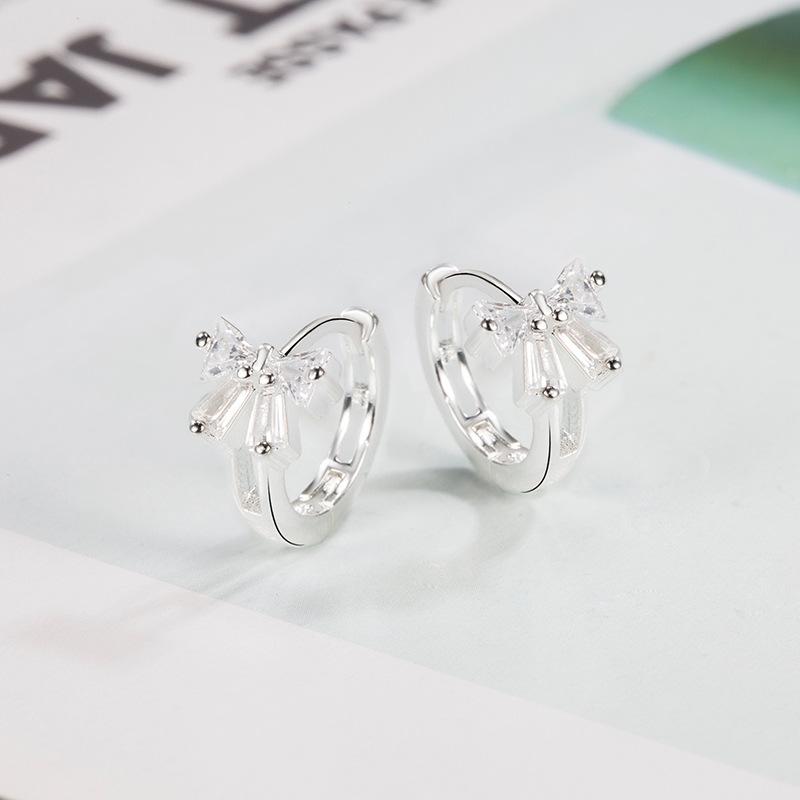 Bow Zircon Ear Buckle Women's Summer Temperament Earrings Personality Stud Earrings