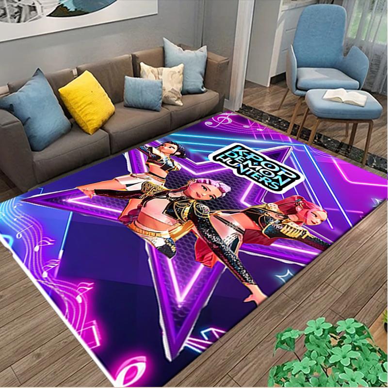 1pc Area Rug Appropriate for Office, Kpop Demon Hunters Carpet, Versatile Printed Chair Rug, Durable Home Sofa Carpet