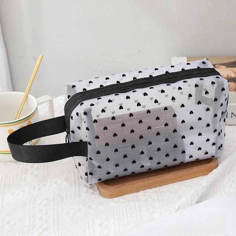 New Mesh Transparent Cosmetic Bags Small Large Clear Purple Makeup Bag Portable Travel Toiletry Organizer Lipstick Storage Pouch