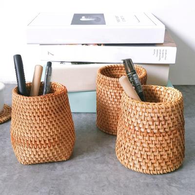 Handmade Weaving Tea Ceremony Accessories Storage Box Stationery Pen Holder