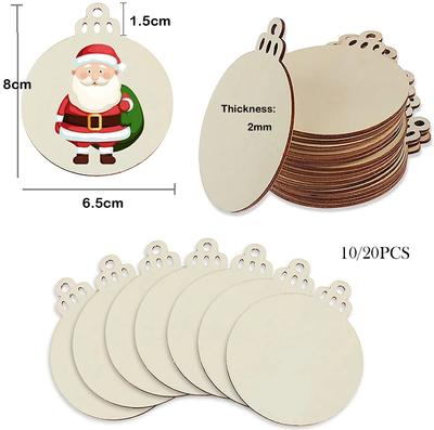 10/20Pcs Christmas Wooden Slices DIY Christmas Tree Hanging Pendants Decoration For Kids DIY Craft Christmas Ornaments