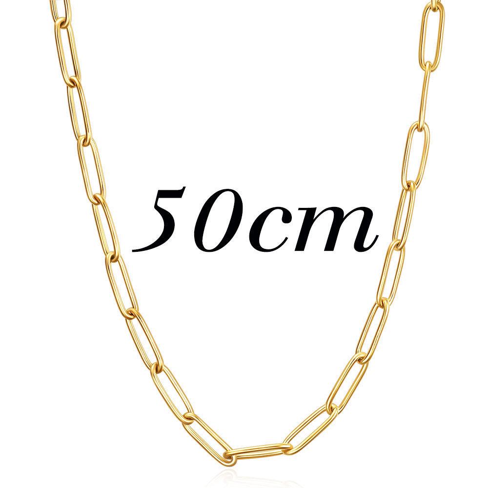 Spilla Rettangolare in Oro 18K Collana Semplice in Acciaio Inossidabile con Chiusura OT da Donna