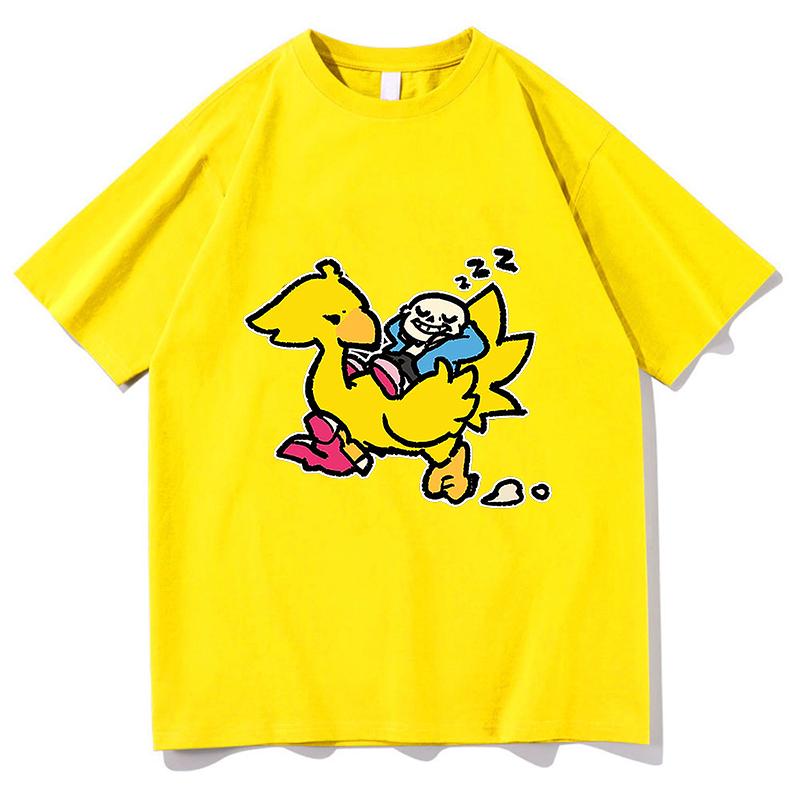 Sans and Chocobo Graphic T-shirts Unisex Fashion Cotton Tshirts Unisex Streetwear Hip Hop Cotton Loose Men/Women T Shirt Clothes