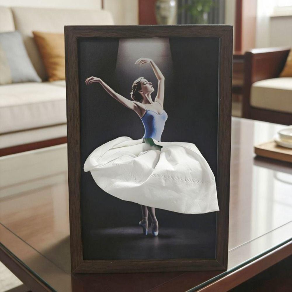 Luxury Art Wooden Tissue Box Elegant Design Napkin Holder Ballet Tissue Box  Desktop Decor