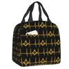 Custom Freemason Square & Compass Gold Masonic Thermal Insulated Lunch Bag Women Resuable Lunch Tote for Picnic Storage Food Box