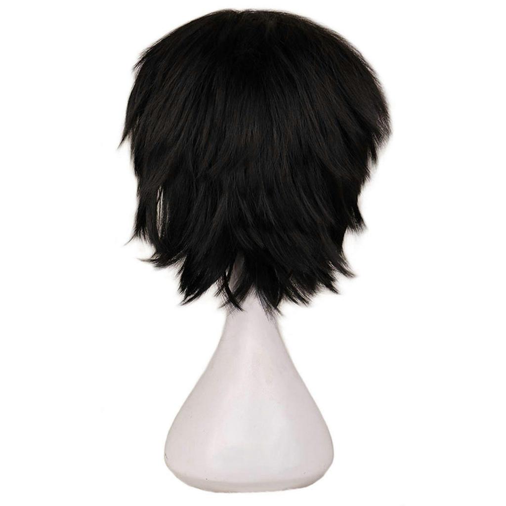 Short Synthetic Wig for Men Dark Blue 12 Inches Heat Resistant Fiber Cosplay Wig