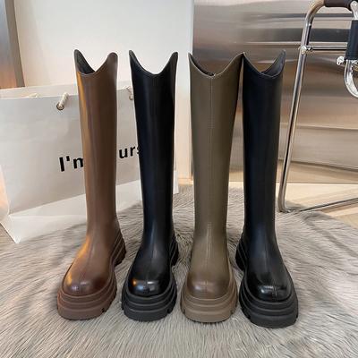 Platform Women Knee High Boots Fashion Elegant Back Zippers Shoes Thick Heel Women's Knight Long Booties