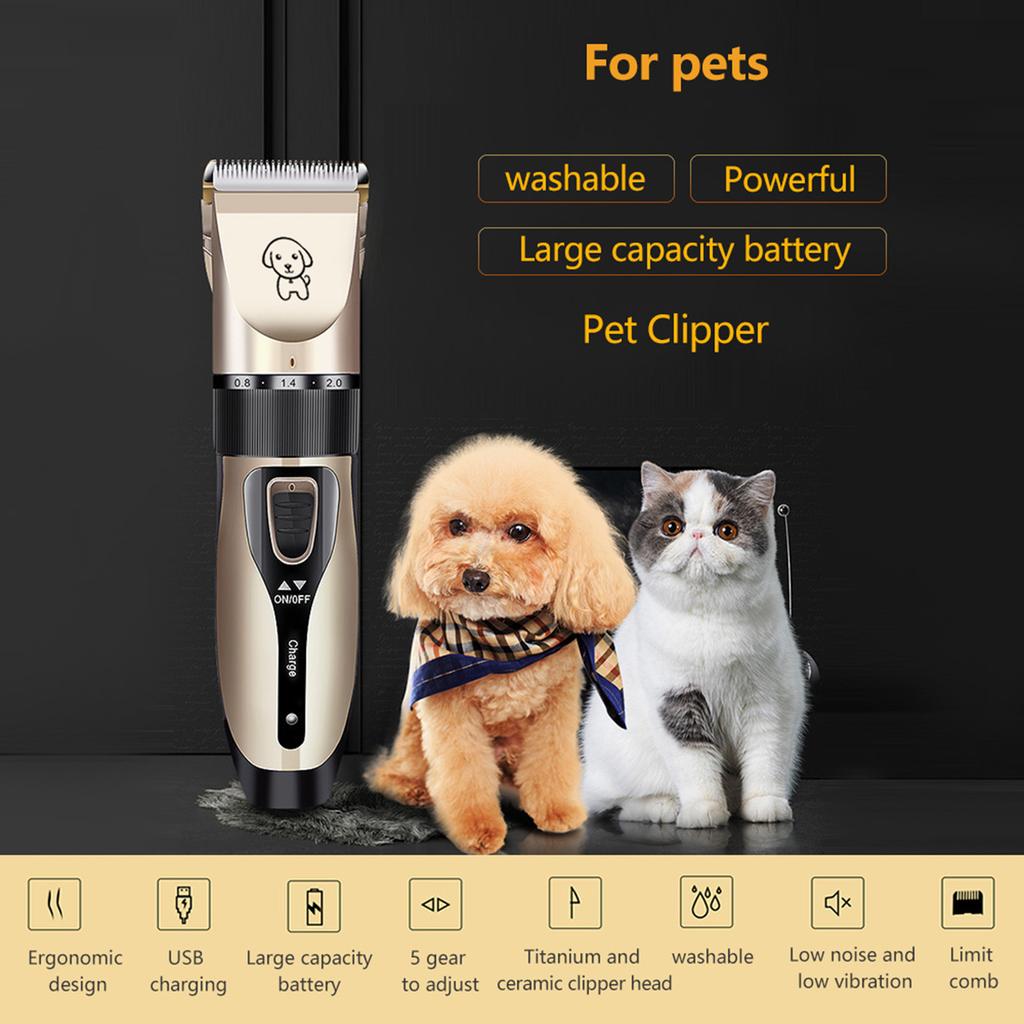 Pet Grooming Hair Clipper Hair Cutter Low Noise Dog Cat Rabbit Hair Trimmer Cutter Baby Hair Clipper USB Rechargeable Shavers