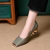 women fashion high quality spring & summer wine red comfort slip on square heel shoes lady leisure black pumps ab680