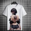 Men's T-shirt 3D printed anime goddess back tattoo print T-shirt casual loose short sleeved T-shirt men's home clothing top