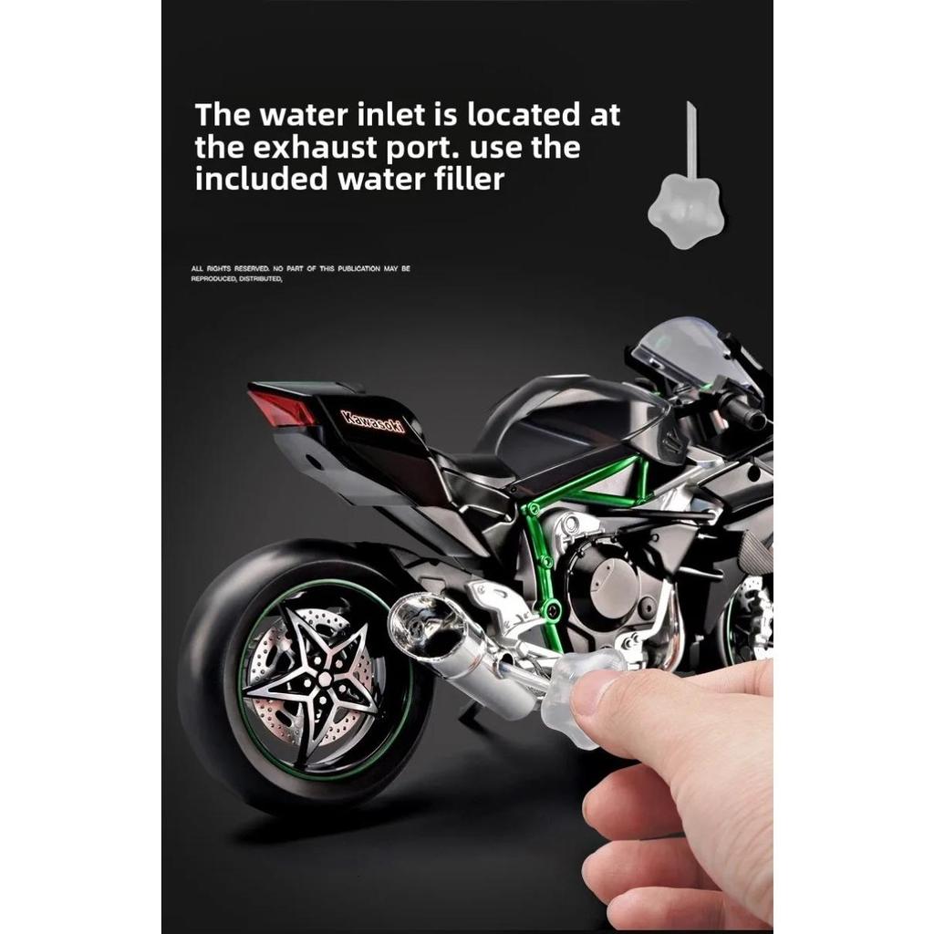 Large Size 1/9 Kawasaki H2R Simulation Spray Motorcycle Model Toy Simulation Alloy Motorcycle Model Boy Car Collection Handmade Gift
