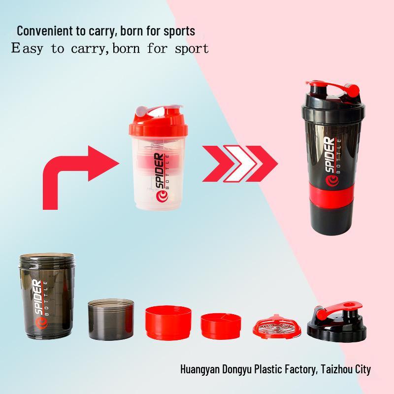 500ml Three-Layer Sports Shaker Cup - Protein, Milkshake, and Water Blender Bottle
