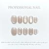 10Pcs Handmade White Cat Eye Short Ballerina Press On Nails Full Cover False Nail Tips Art Decoration