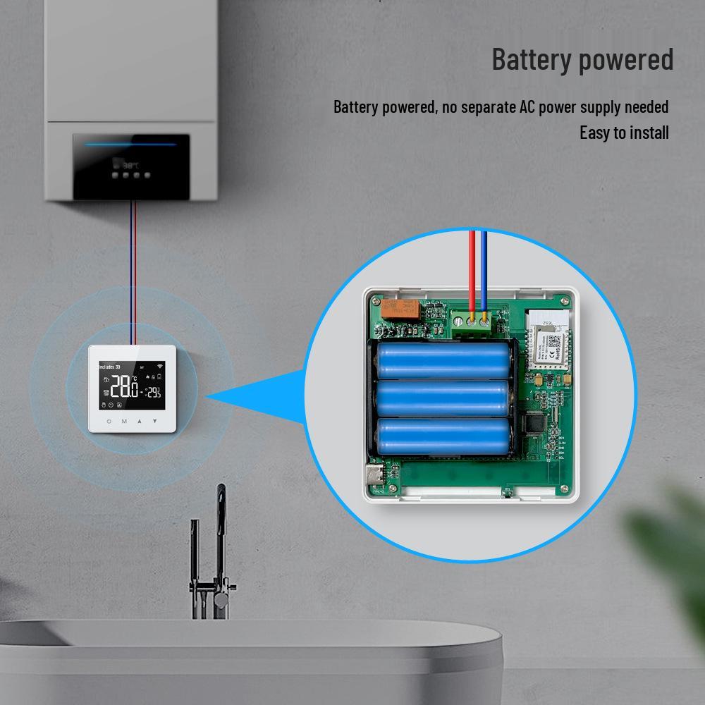 Graffiti Smart Thermostat with ZigBee/WiFi, LCD, Programmable for Water/Gas Boiler, Mobile Remote Access