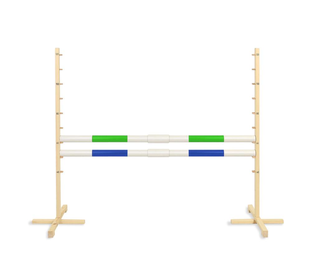 Jumping obstacle for Hobby Horse 160cm, h-120 cm, two beams green and blue