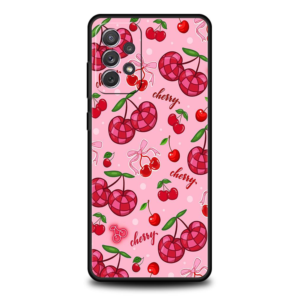 Phone Case for Samsung Galaxy A55 A53 A52 A52S A51 A41 A35 A32 A25 A23 A15 A13 A71 A72 Soft TPU Fresh Summer Fruit Lemon Cherry