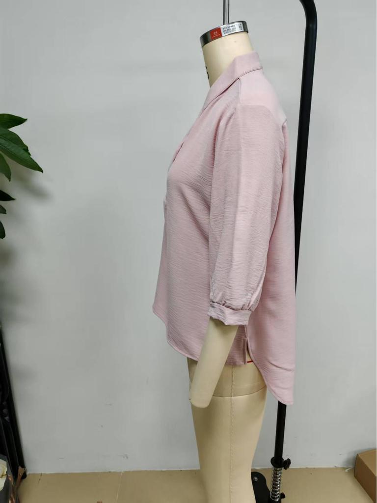 European American Spring/Summer 2026 Women's Casual Loose Fashion Top with Bright Doll Collar