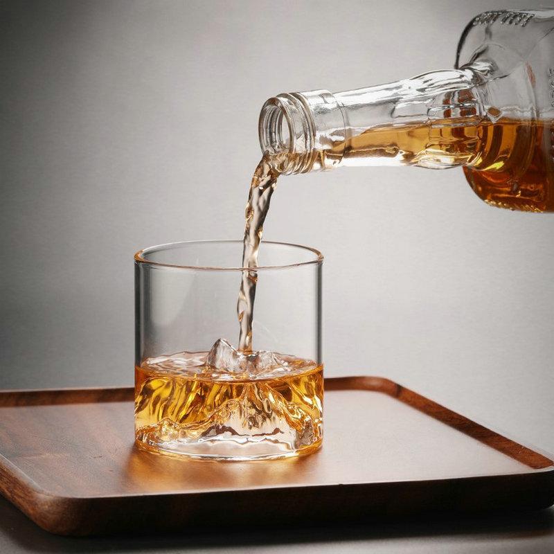 Transparent Household Whiskey Glass Simple Retro Heat-resistant Glass Snow Mountain Cup High-value Mountain Shape Wine Glass
