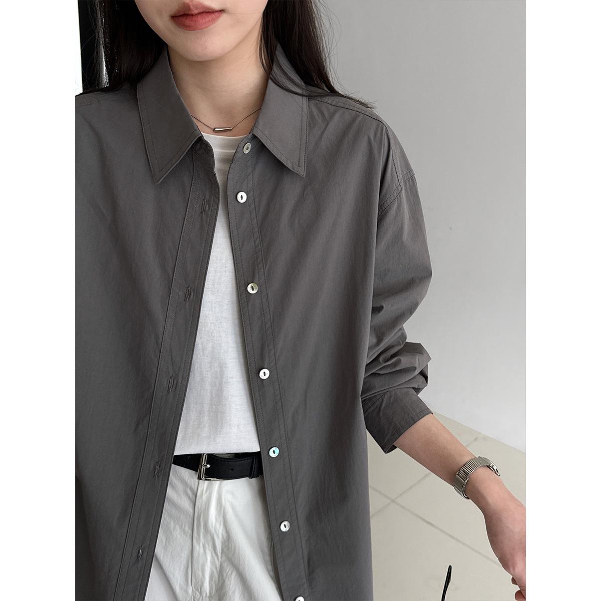 

Lu Xi Minimalist Women s Loose Long-Sleeve Shirt with Back Buttons and Cinched Waist - 2026 Spring Collection Large