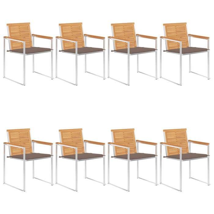 VidaXL Set of 8 Garden Chairs with Cushions, Patio Seats, Dining Chairs, Outdoor Patio Furniture, 3078616