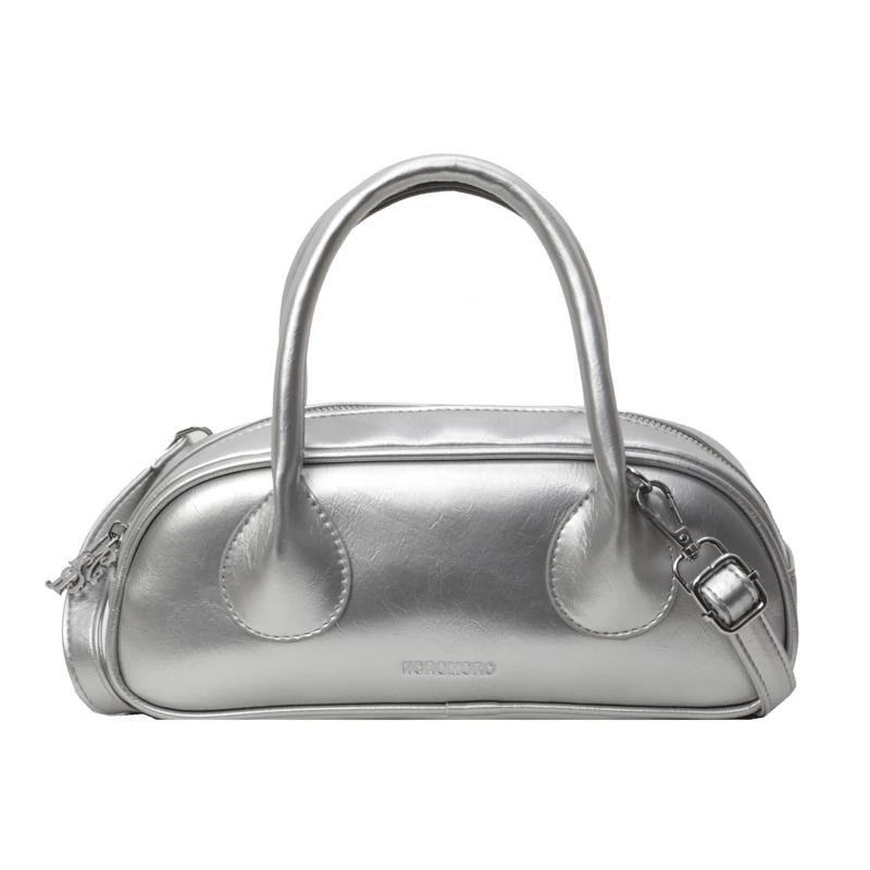 Casual solid interior compartment shoulder bag for women high quality PU zipper bags stitching line