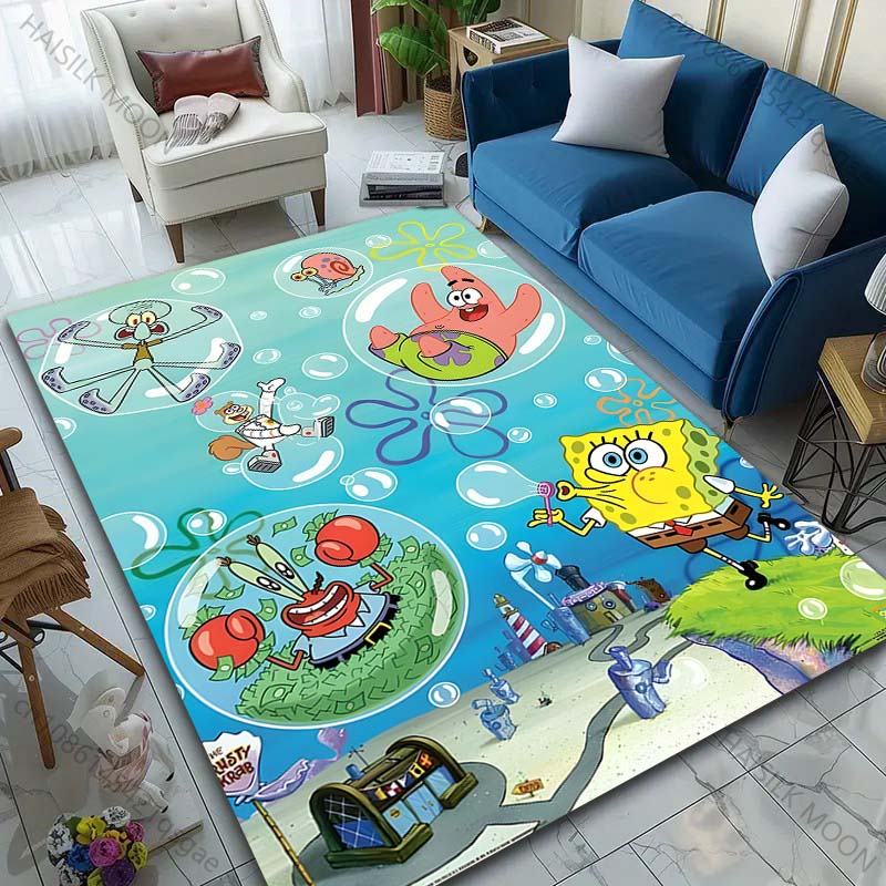 1PC Cute Spongebob and Friends Cartoon Carpet for Living Room Bedroom Sofa Doormat Home Decor Non-slip Floor Mat Luxury Gifts