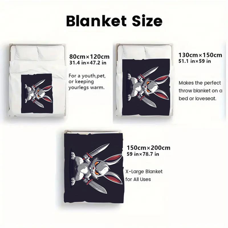 Swordsman Rabbit 2D Flat Pattern Flannel Blanket High quality All Seasons Warmth and Comfort Perfect for Christmas Gifts.MMT0918580