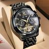 OLEVS Mechanical Automatic Moon Phase Watch Stylish Skeleton Waterproof Popular Luminous Watch for Men