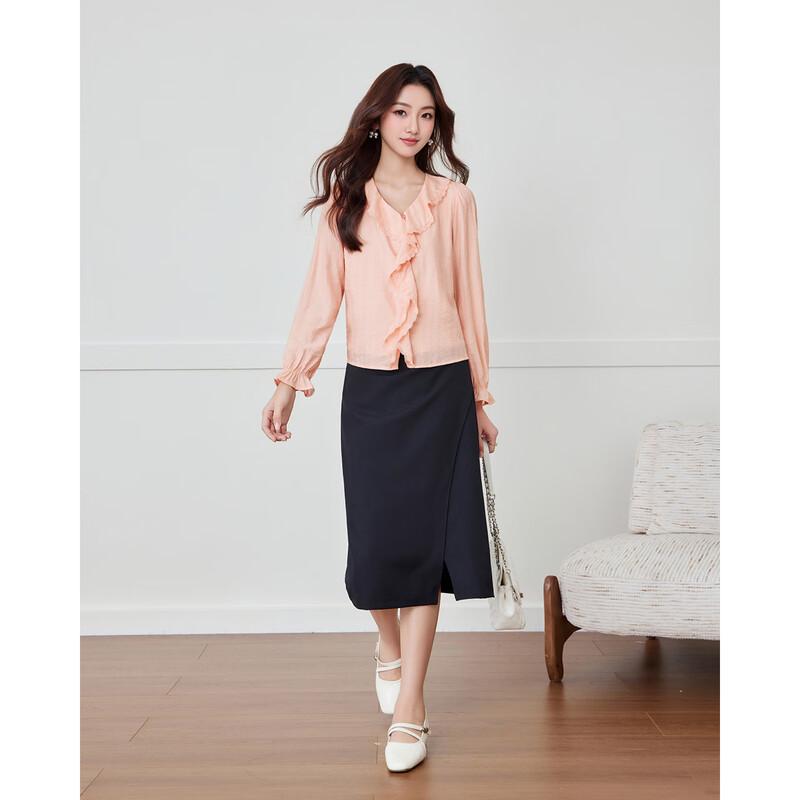 IEF Autumn Ruffled Long-Sleeve Commuter Blouse