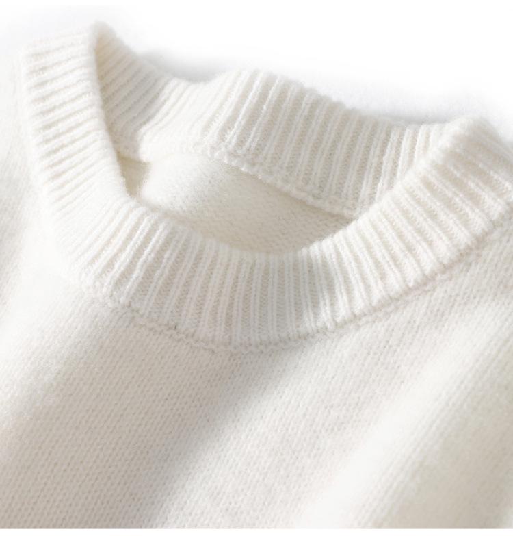 Men's Striped Pure Wool Round Neck Casual Thick Knit Sweater for Autumn & Winter