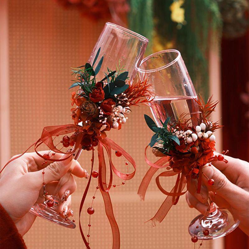 Unsterbliche Blume Hochzeits-Toast-Weinglas-Paar - Ideales DIY-Verlobungs- oder Hochzeitsgeschenk