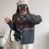 2025 autumn and winter Korean new twist crew neck knitted cardigan women's casual style loose versatile sweater jacket women