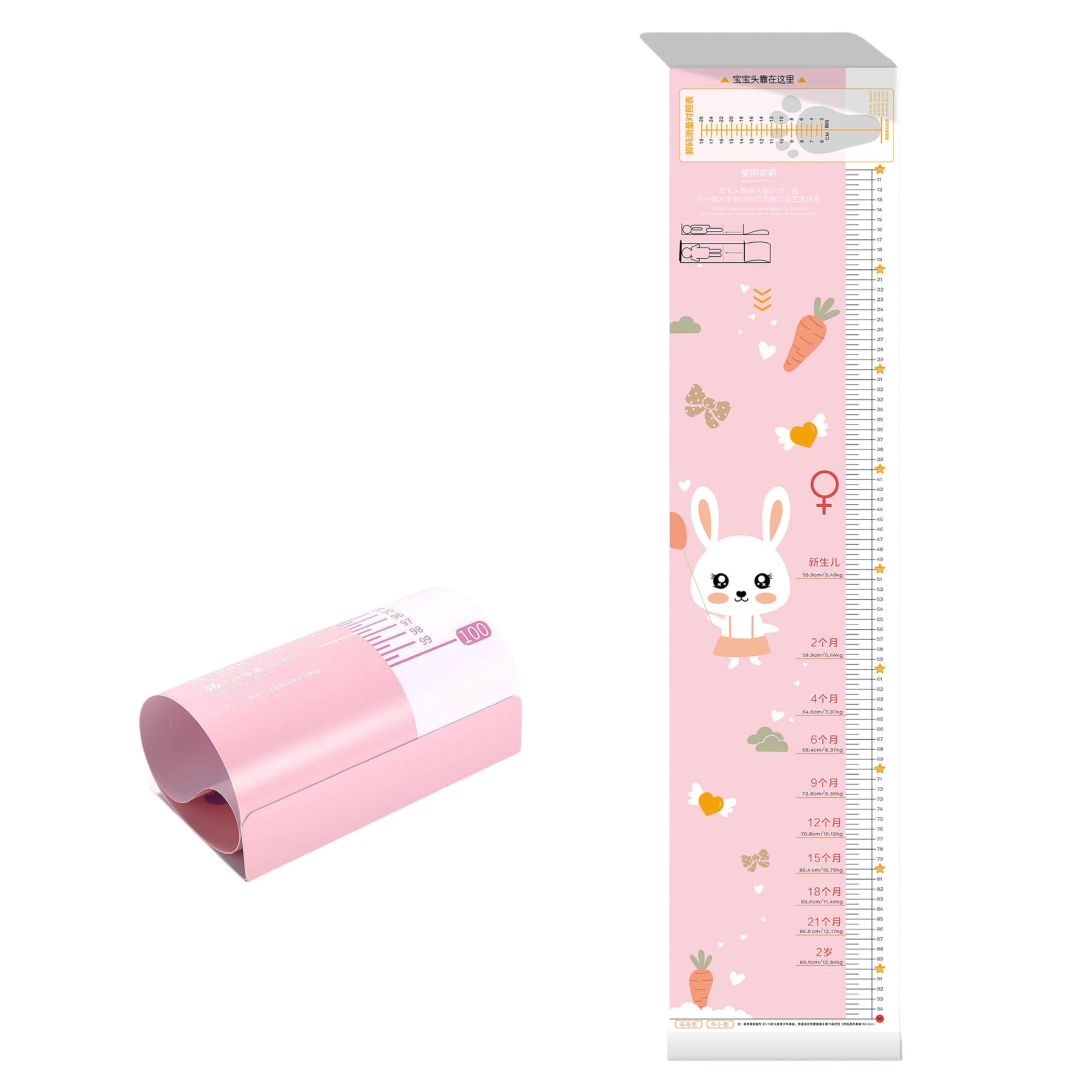 

Mangoking Height Baby Устройство для измерения высоты младенца для легкого размещения метра, роста, весов, младенцев, (розовый (Кролик))