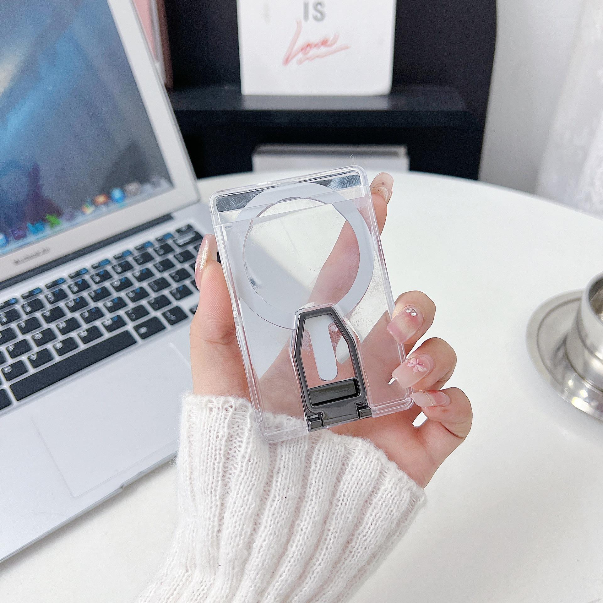 

Беспроводной магнитный держатель для телефона и держатель для карт - Портативная настольная подставка с защелкой, Жесткий чехол из ПК