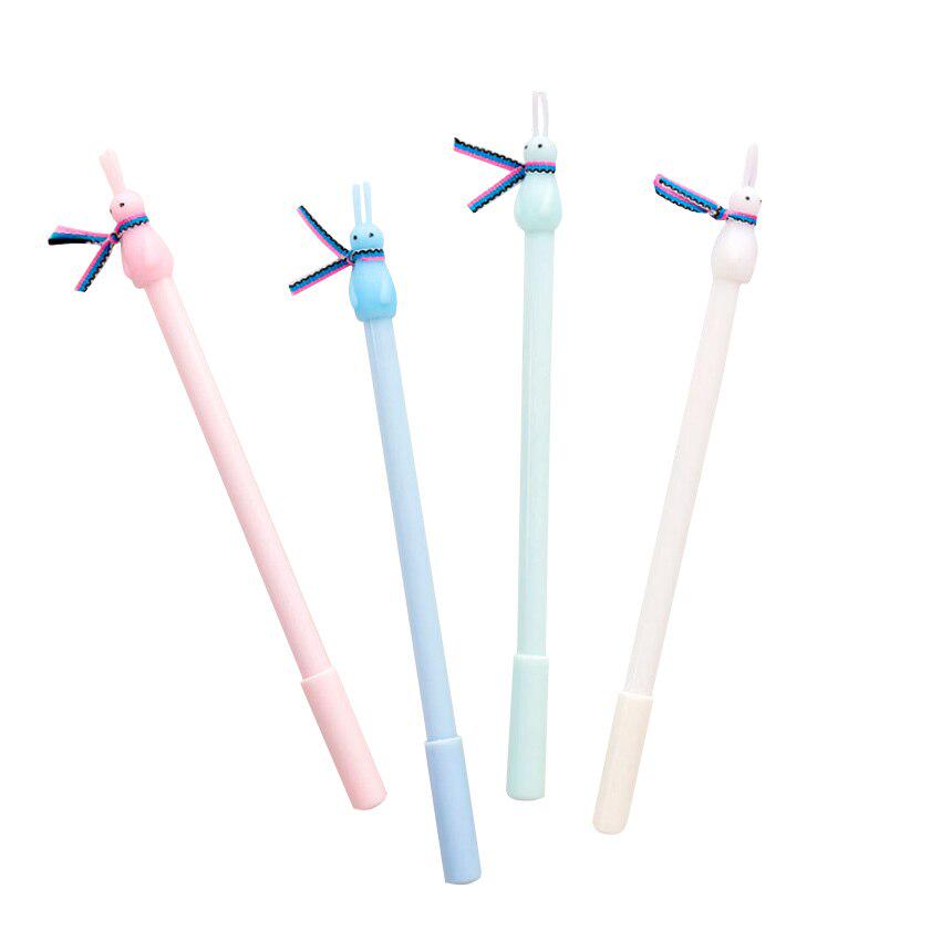 3 buc / Lot Desene Animate Drăguț Bavetă Iepure cu Urechi Lungi Pix cu Gel Negru 0,5 mm Rechizite Școlare de Birou Papetărie