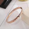 Double Layer Rose Gold Roman Numeral Titanium Steel Bracelet with Diamonds